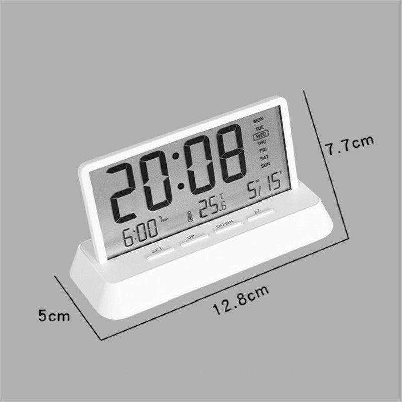 LED-skjerm digital vekkerklokke med temperaturkalender-snooze-funksjon