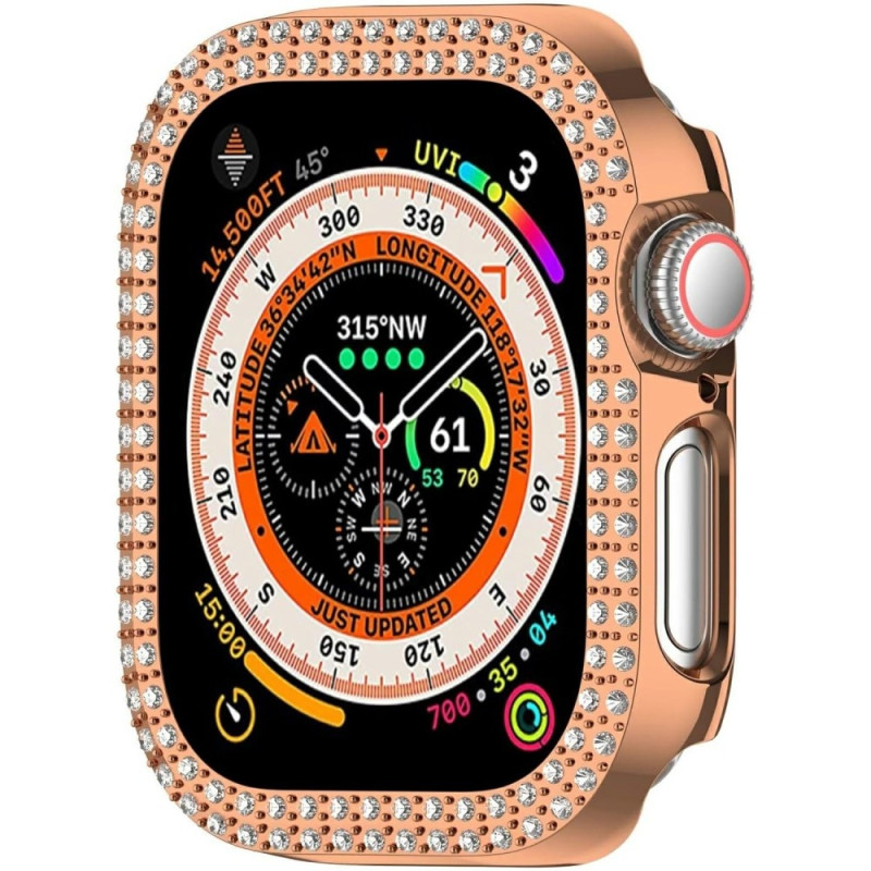 För A Watch Series 10 42mm Fodral Skal Ram Bling Rhinestone Decor - Rose Gold