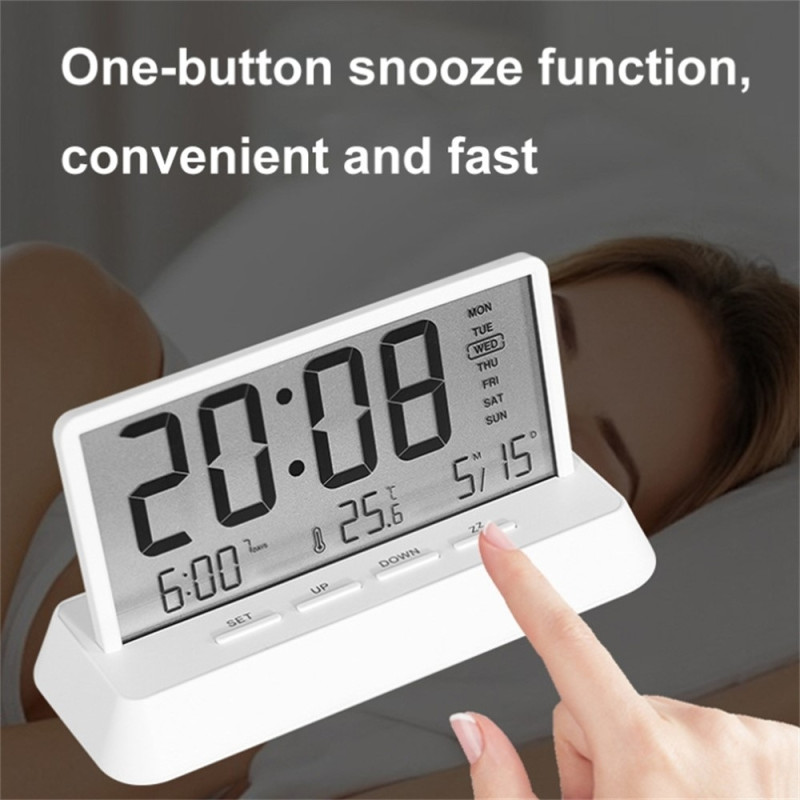 LED Display Digital Alarm Clock with Temperature Calendar Snooze Function
