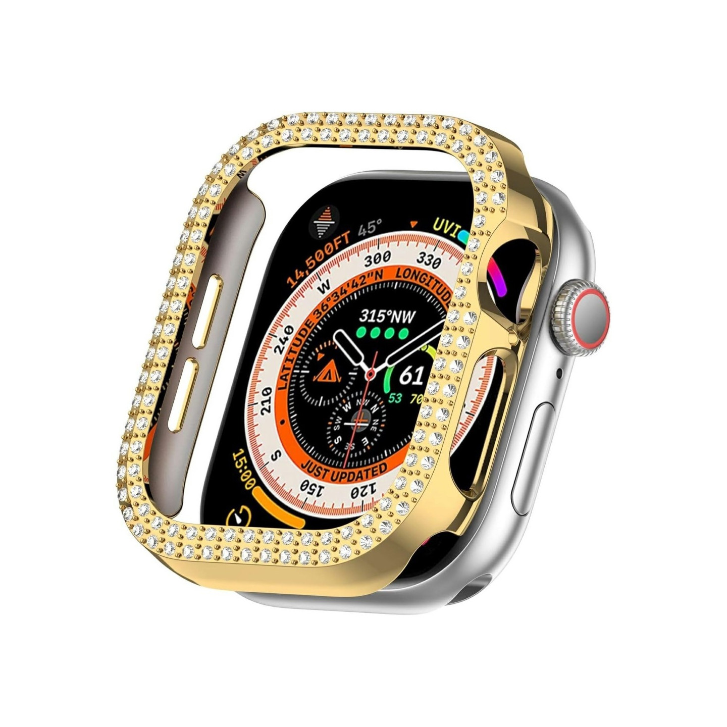 För A Watch Series 10 42mm Fodral Skal Ram Bling Rhinestone Decor - Guld