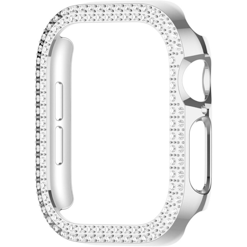 Kellosarjalle 10, 42 mm:n kotelon kansikehys Bling tekojalokivisisustus - Hopea