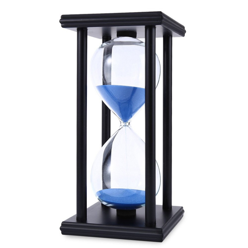 60 Minutes Timeglass Sand Timer Retro Home Decor med 4 svarte trerammer
