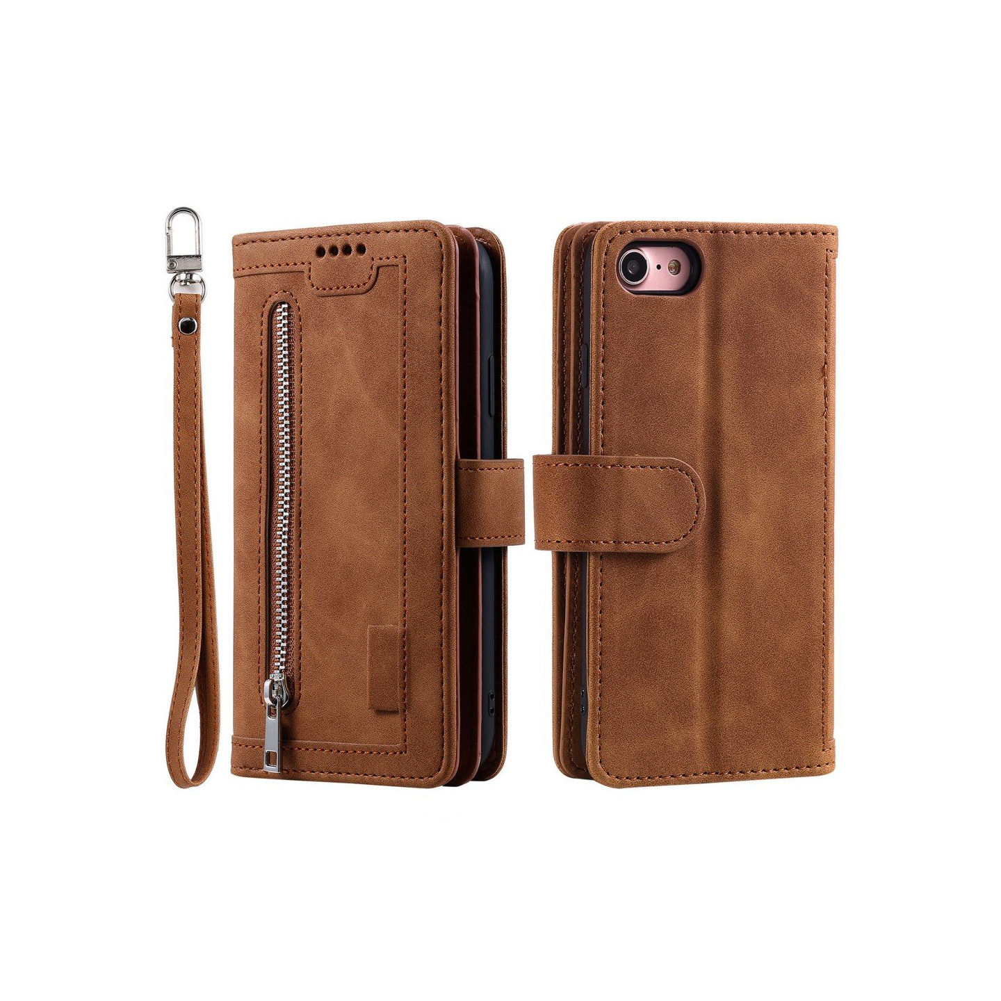 Til iPhone 17e / 16e Etui med Lynlåslomme og 9 Kortlommer