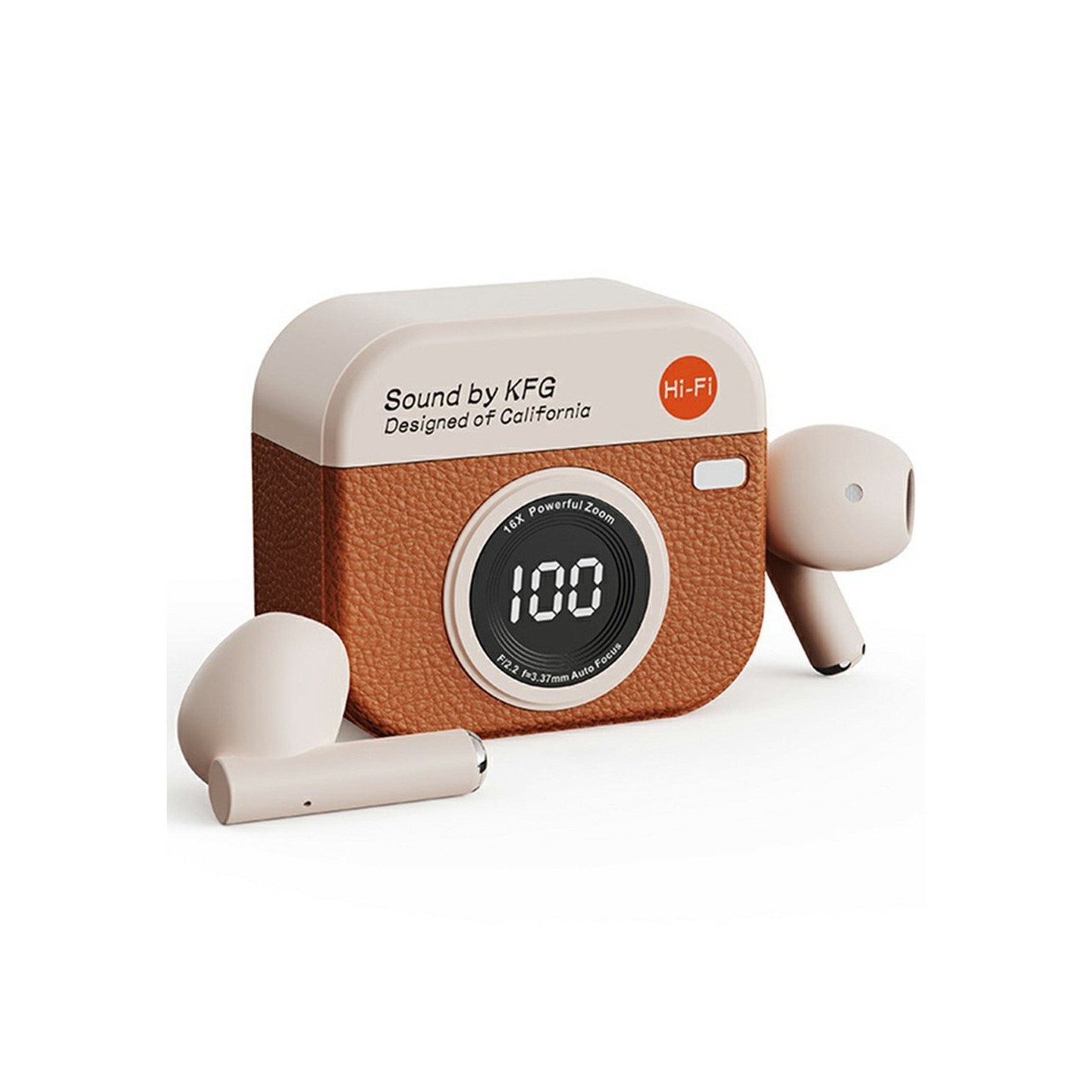 Retro kameradesign Bluetooth-hovedtelefoner Støjreduktion In-Ear-hovedtelefoner - Brun