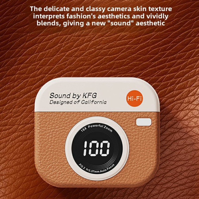 Retro Kameradesign Bluetooth hörlurar Brusreducering In-Ear Hörlurar - Brun