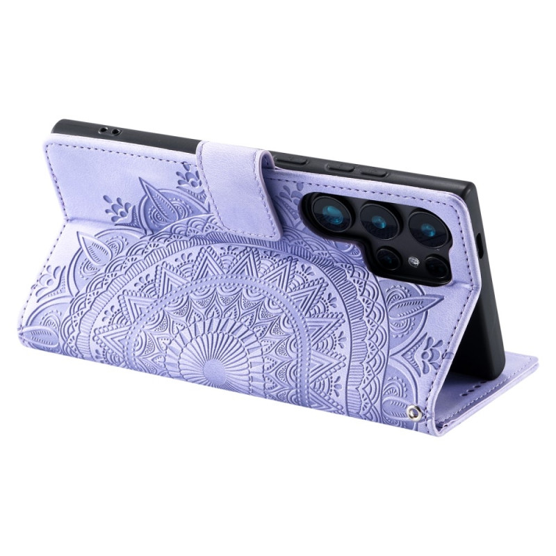 Til Samsung Galaxy S25 Ultra tegnebogscover Cover Shell Mandala Blomstermønster