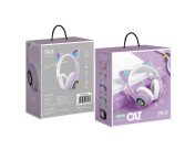 Bluetooth Over Ear Music Headset Glowing Cat Ear - Lila