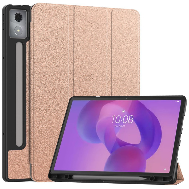 For Lenovo Idea Tab Pro Case Tri-Fold stativdeksel med penneholder - Rose Gold