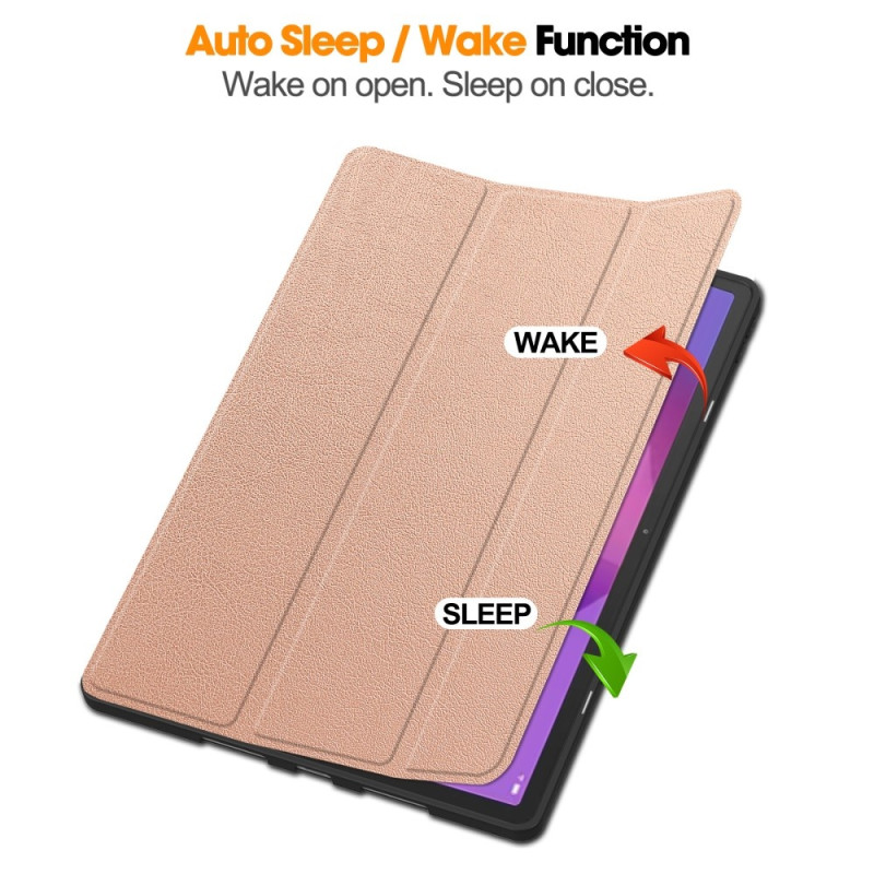For Lenovo Idea Tab Pro Case Tri-Fold Stand Cover with Pen Holder - Rose Gold