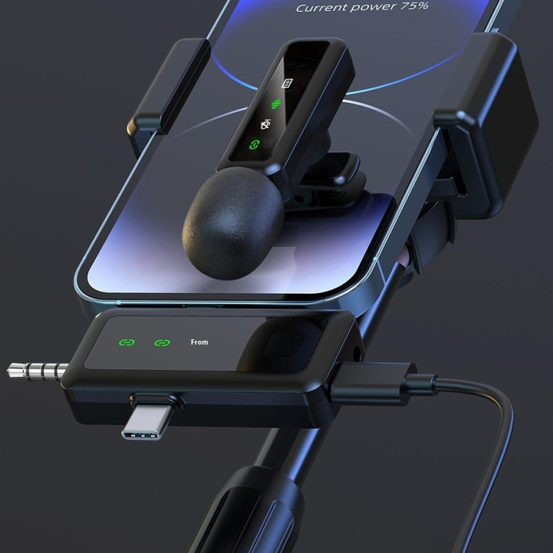 3 i 1 iP USB-C 3,5 mm trådløs Lavalier-mikrofon Støjreducerende mikrofon 1 sender 1 modtager