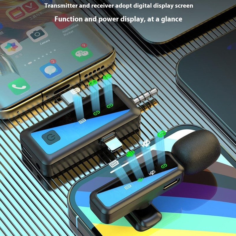 3 in 1 iP USB-C 3,5 mm langaton Lavalier mikrofoni melua vaimentava mikrofoni 1 lähetin 1 vastaanotin