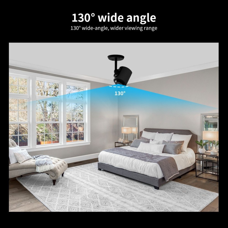 WiFi Security Camera Night Vision Motion Detection 130 Degree Wide Angle Surveillance