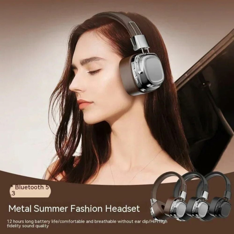 Bluetooth HiFi Sound Over Ear Headphones Noise Reduction Wireless Headset - Silver+Black