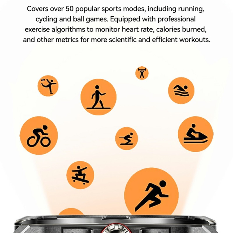 WEKOME WH-07 Smartwatch Zinklegering IP67 Vandtæt Bluetooth 1,85-tommer HD-skærm