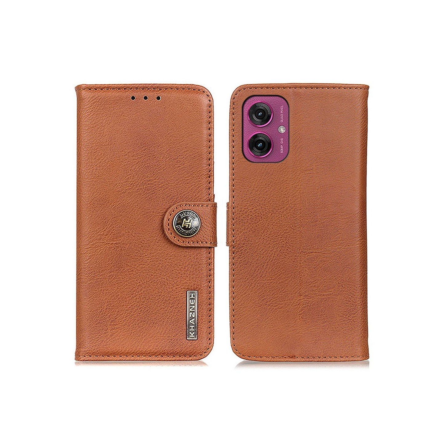 KHAZNEH Wallet Stand Case for Motorola Moto G55 - Brown