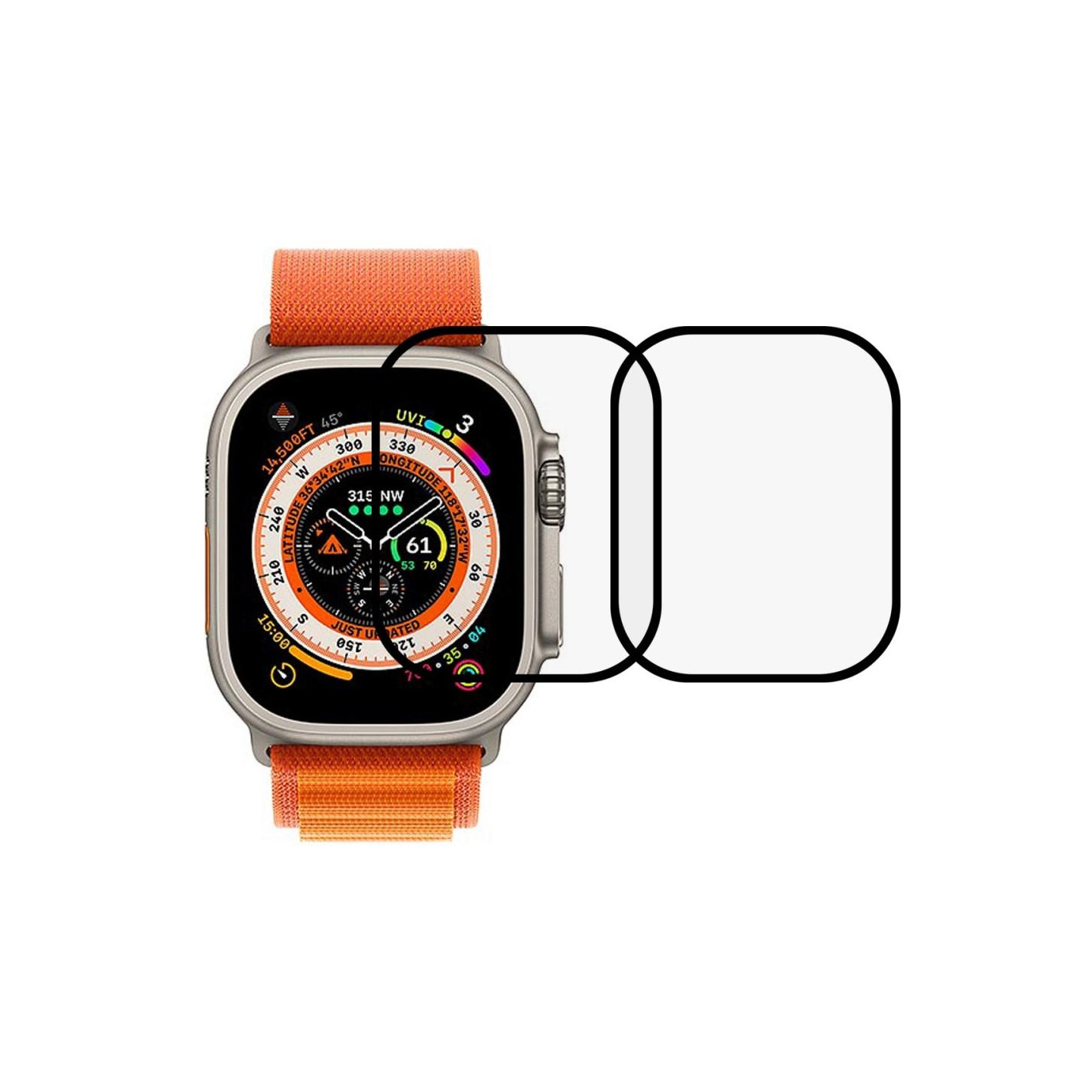 Apple Watch Ultra 49mm hærdet glas med fuld dækning 2 stk