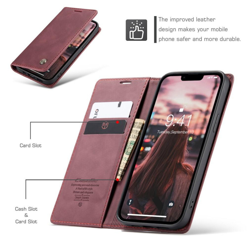 CASEME Retro Wallet Case for iPhone 15 - Red