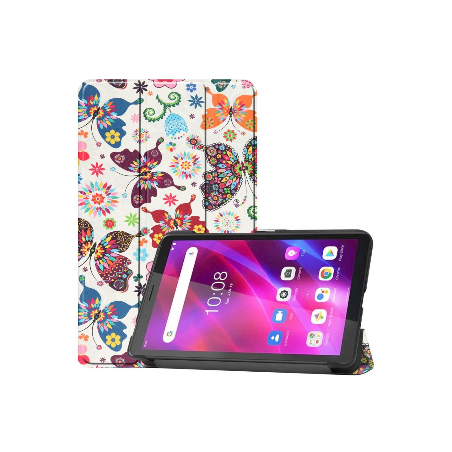 Pattern Tri - fold Stand Cover Lenovo Tab M7 (3rd Gen) - Butterflies