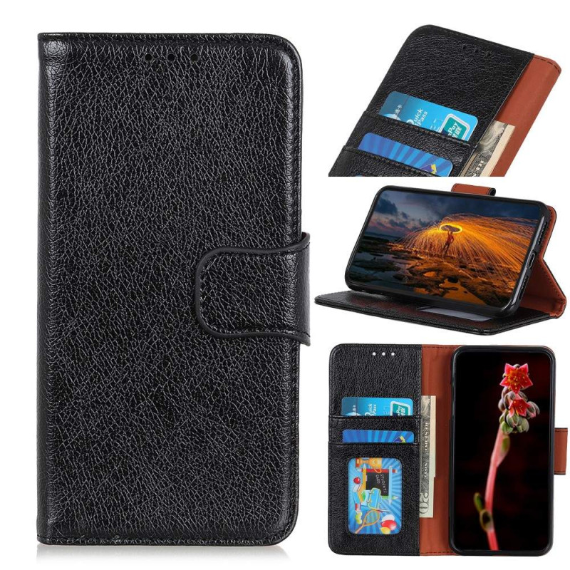 Textured Split Leather Wallet Case for Huawei P Smart Z - Black