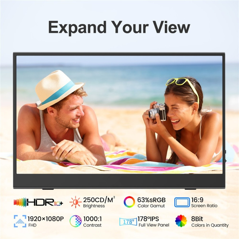 15.6" Portable Screen Computer Monitor 1920x1080 60Hz HD Display Extension Screen