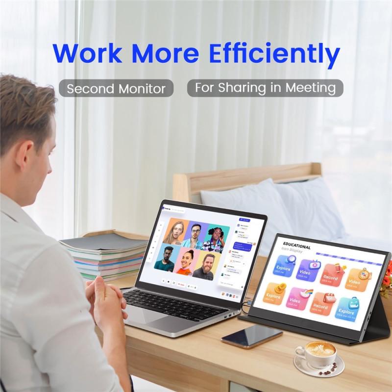 15.6" Portable Screen Computer Monitor 1920x1080 60Hz HD Display Extension Screen