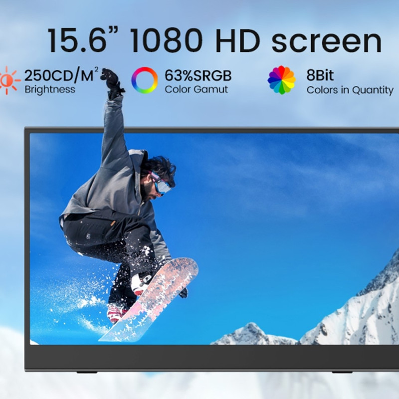 15.6" Portable Screen Computer Monitor 1920x1080 60Hz HD Display Extension Screen