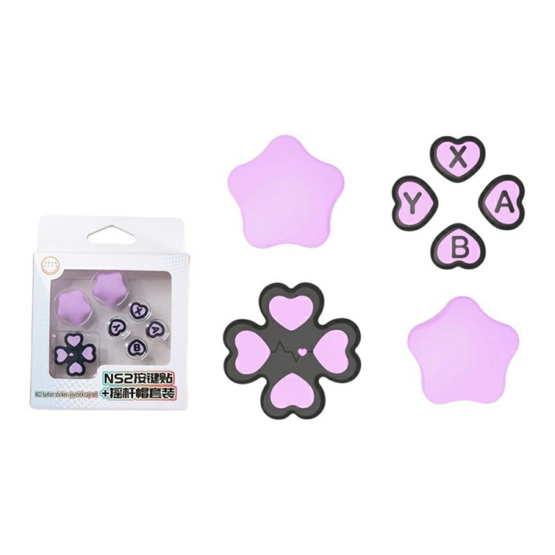 Compatible with Nintendo Switch 2 7pcs D-pad Button ABXY Sticker - Purple+Black