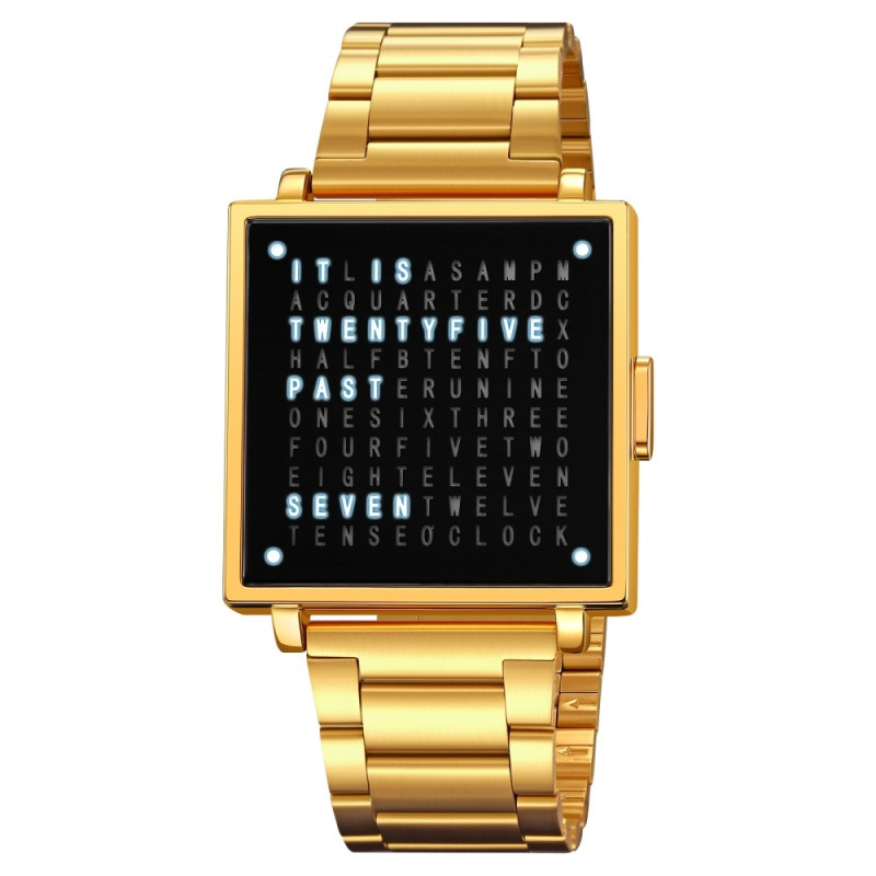 SKMEI Electronic Wristwatch Digital Clock Date Wristwatch - Gold - Steel