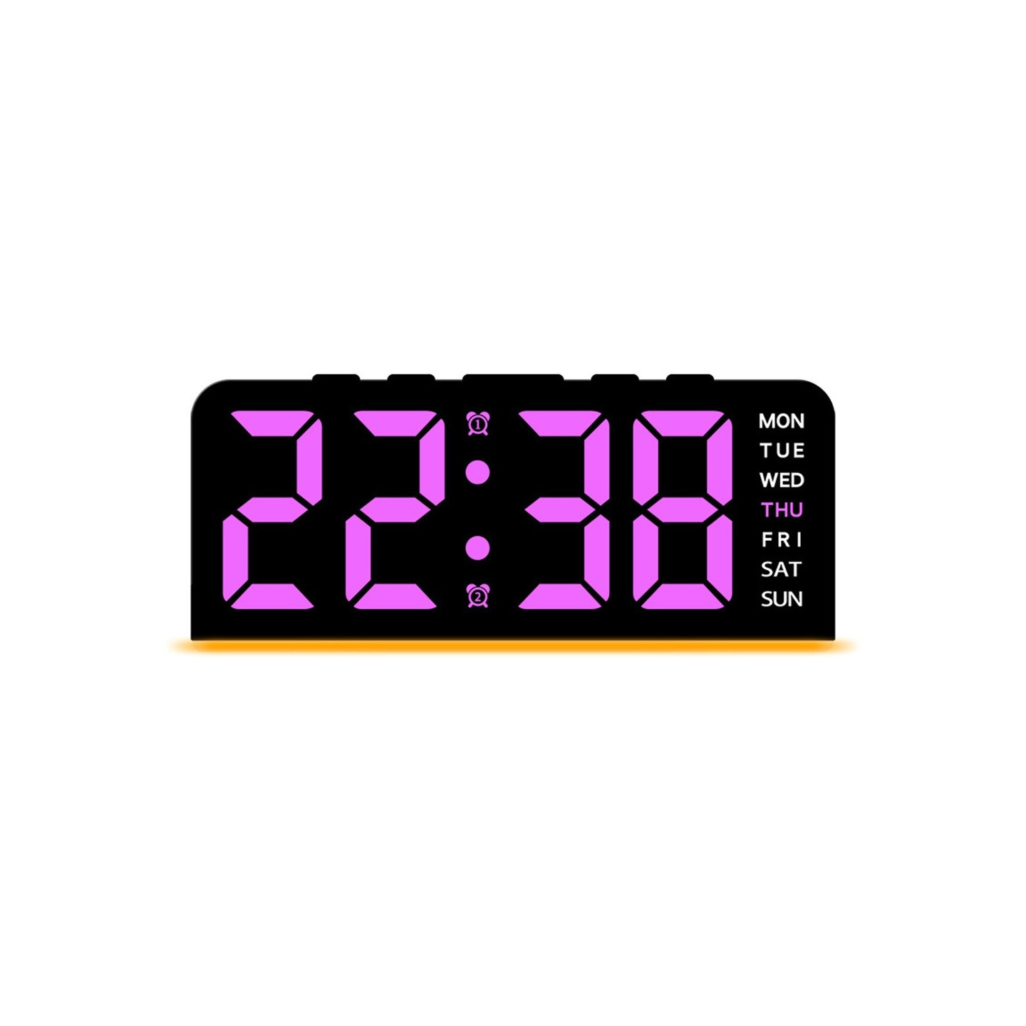 LED-ur Digitalt vækkeur Stort display Dato Temperatur vækkeur - Sort / Pink Lys