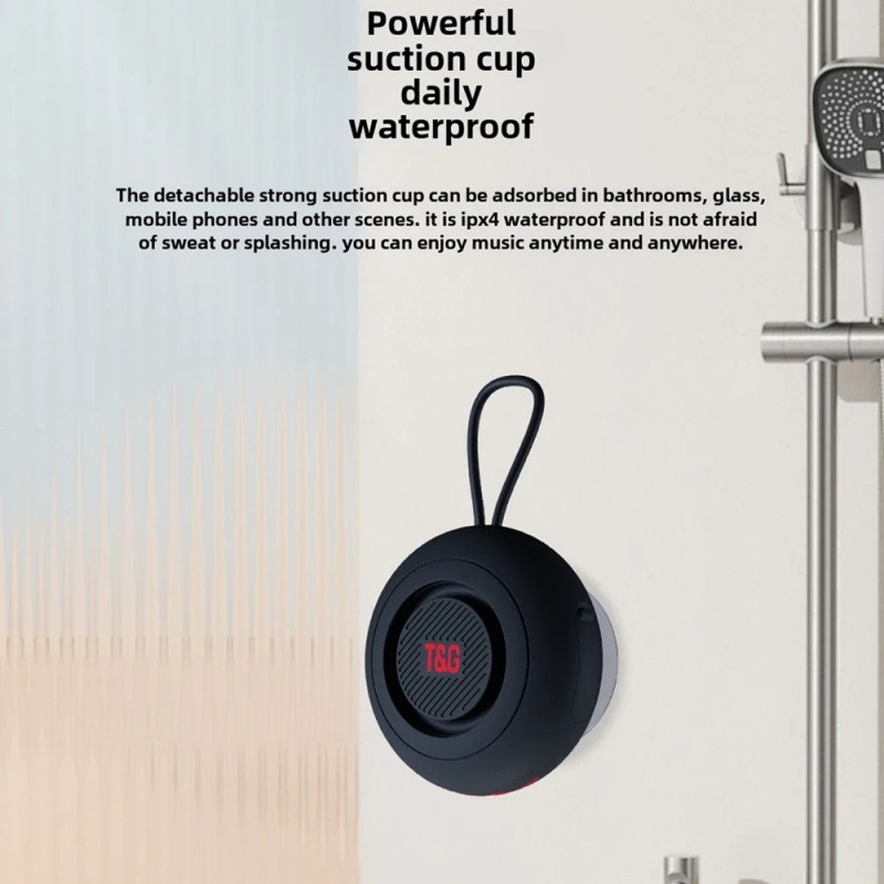 Kylpyhuoneen vedenpitävä imukuppi Bluetooth-kaiutin, joka tukee muistikorttia - Harmaa