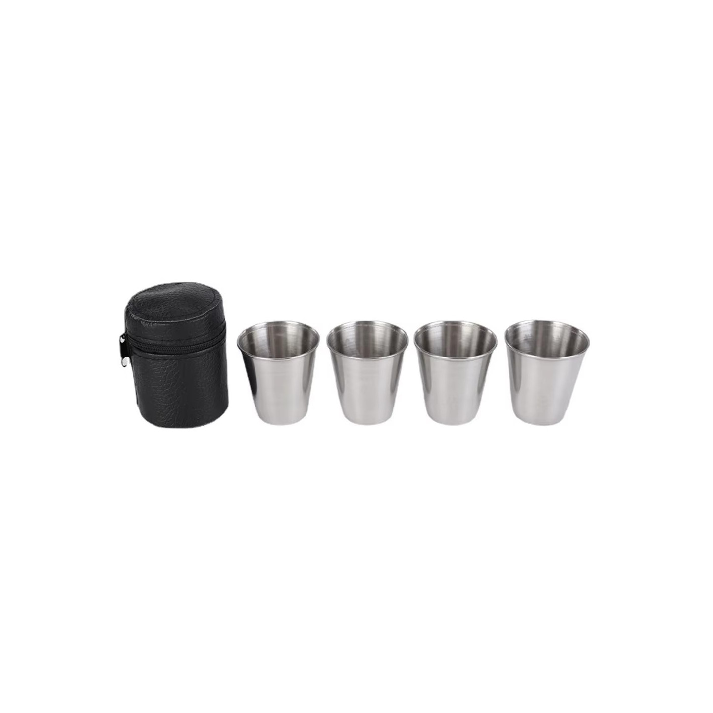 Stainless Steel Shot Glass Snaps Glass Set 4 PCS with Case for Camping/Picnic