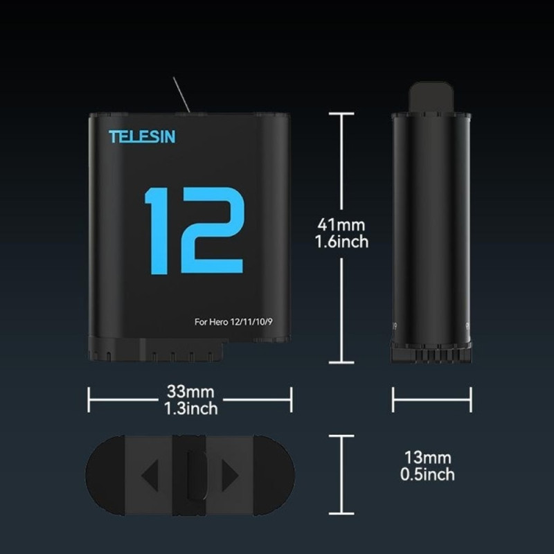 TELESIN S0-ECB-02-TGP batteri til GoPro Hero 12 11 10 9 1720mAh udskiftning