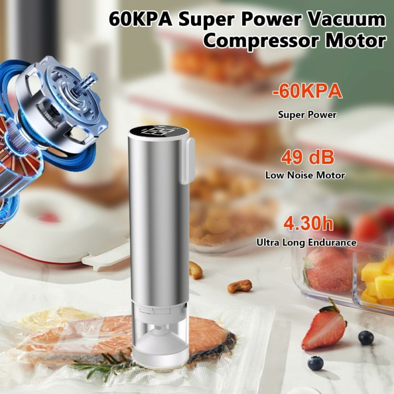 Vacuum Sealer Food Saver Machine LED-näytöllä purkkeille/säilytyspusseille