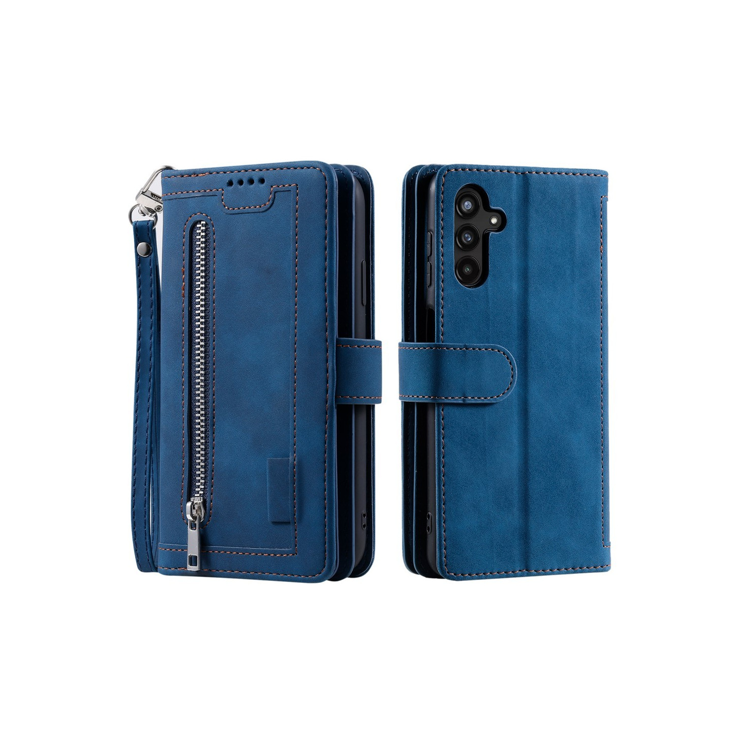 For Samsung Galaxy S25+ 5G Case Zipper Pocket PU Leather Phone Cover with 9 Card Slots