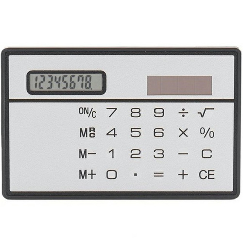 Ultratunn soldriven fickkalkylator Miniräknare 8 siffror Touch Calculator - Silver