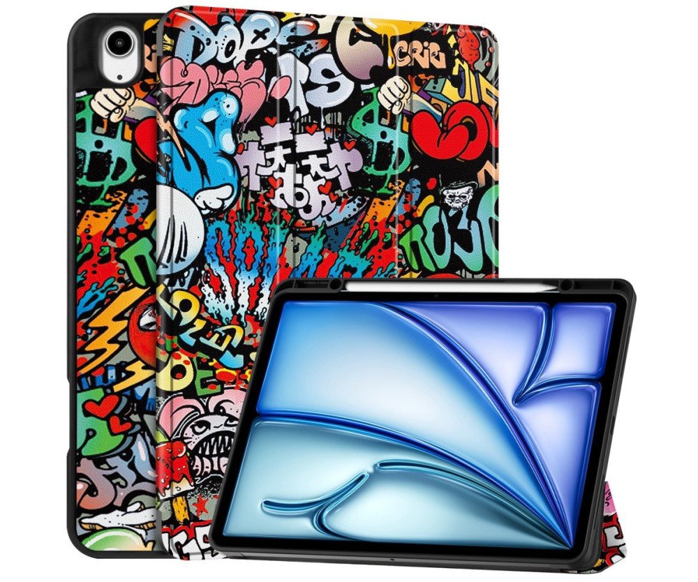 Till iPad Air 13 (2024) Slim fit tri-fold fodral Pennfack - Graffiti 