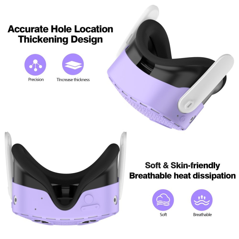 For Meta Quest 3S Protective Case VR Headset Silicone Cover - Purple