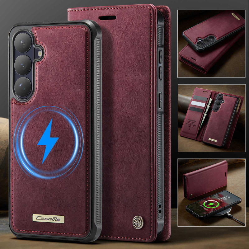 CASEME For Samsung Galaxy S26 Wallet Case Magnetic Detachable RFID Blocking - Red