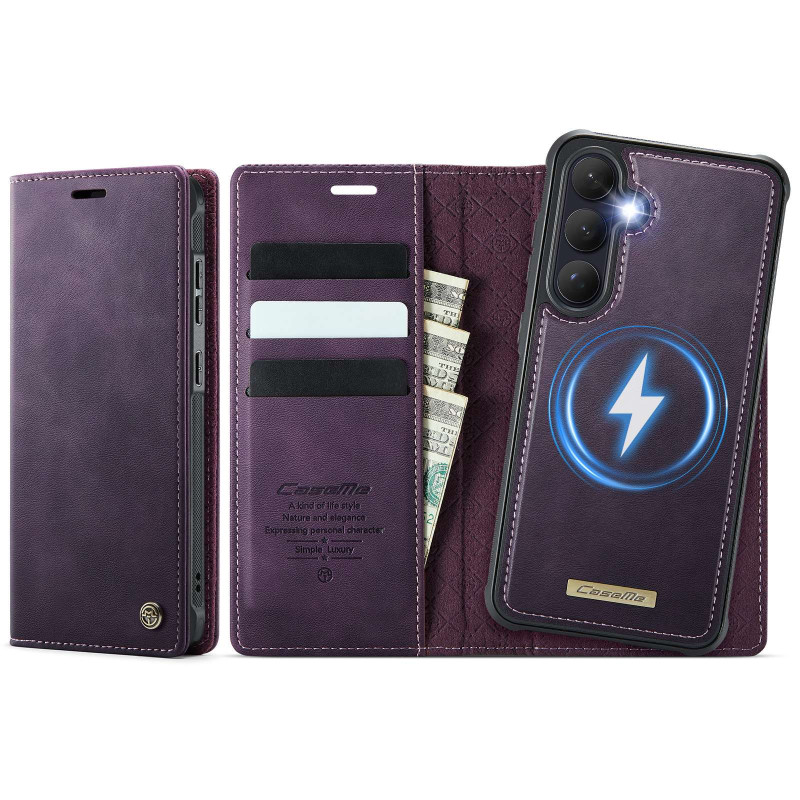 CASEME Til Samsung Galaxy S26+ Pungcover Magnetisk Aftagelig RFID Beskyttelse - Lilla