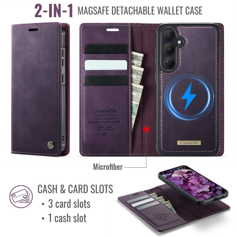 CASEME Til Samsung Galaxy S26+ Pungcover Magnetisk Aftagelig RFID Beskyttelse - Lilla