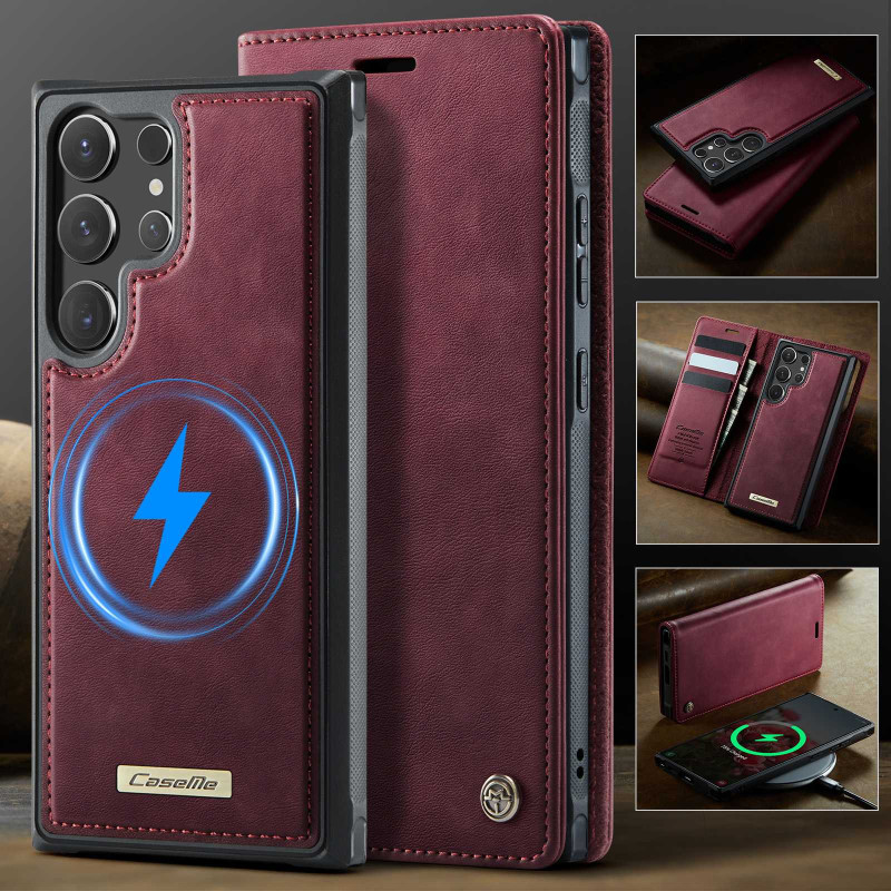CASEME For Samsung Galaxy S26 Ultra Wallet Case Magnetic Detachable RFID Blocking - Red