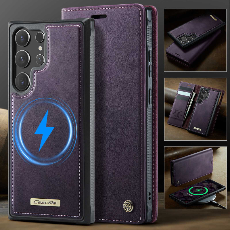 CASEME Til Samsung Galaxy S26 Ultra Pungcover Magnetisk Aftagelig RFID Beskyttelse - Lilla