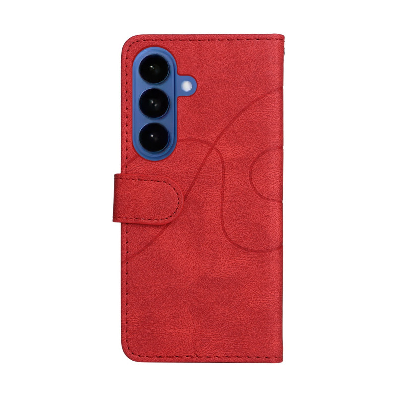 For Samsung Galaxy S26 Wallet Case with Stand Bi-colour Design - Red