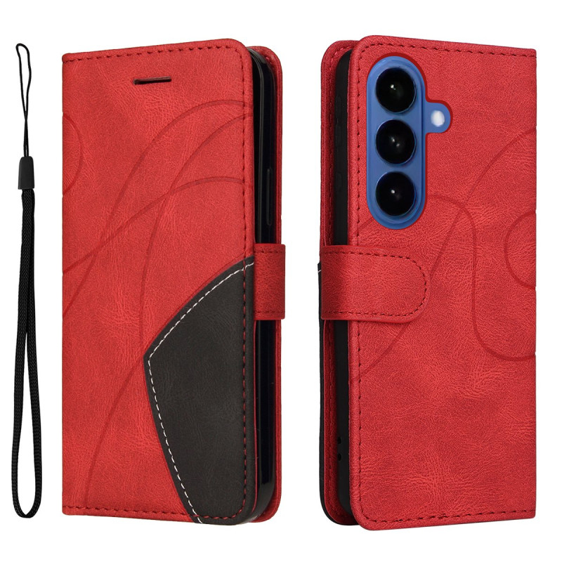 For Samsung Galaxy S26+ Wallet Case with Stand Bi-colour Design - Red