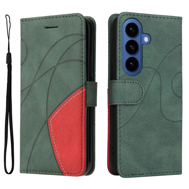 For Samsung Galaxy S26+ Wallet Case with Stand Bi-colour Design - Green