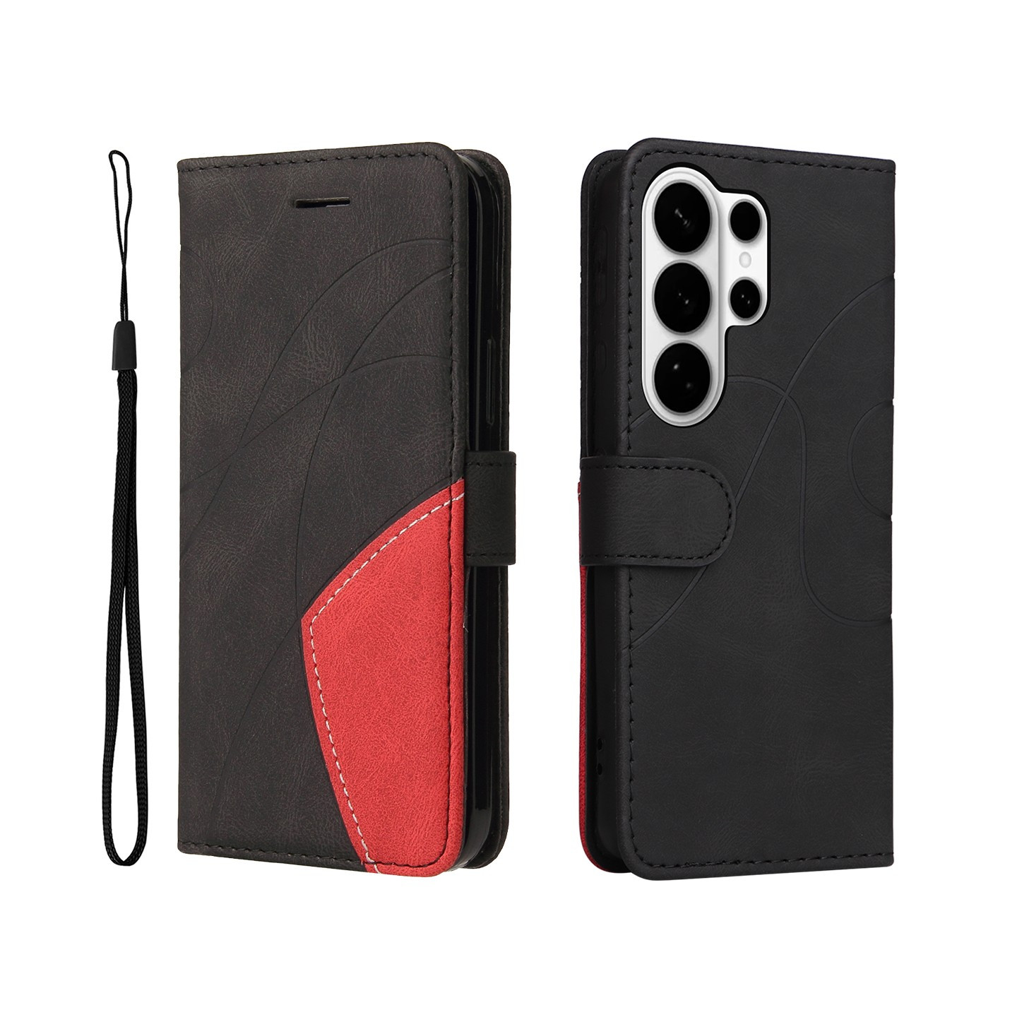 Til Samsung Galaxy S26 Ultra Lommebokdeksel med Stativ Tofarget Design - Svart