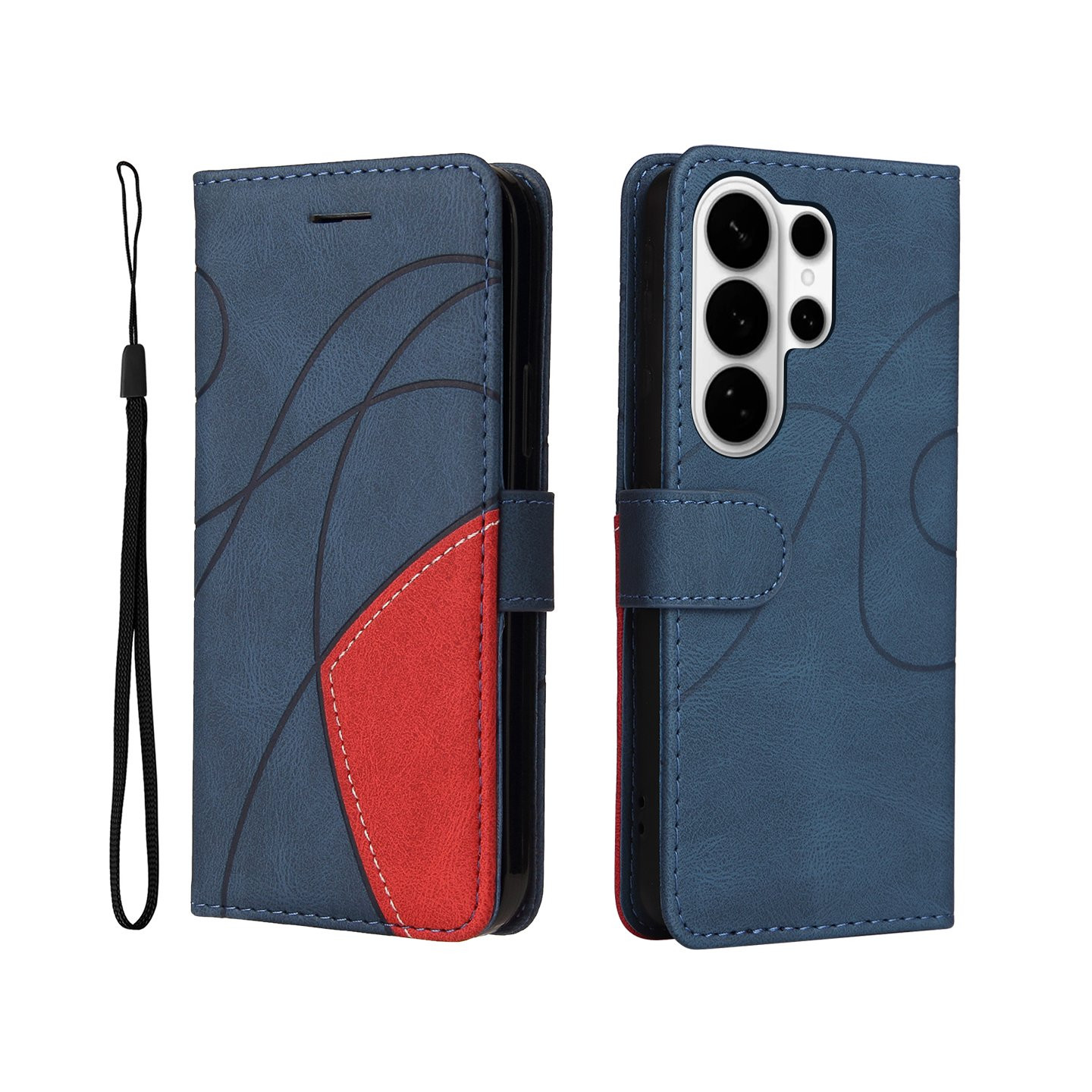 Til Samsung Galaxy S26 Ultra Pungcover med Stander Tofarvet Design - Blå