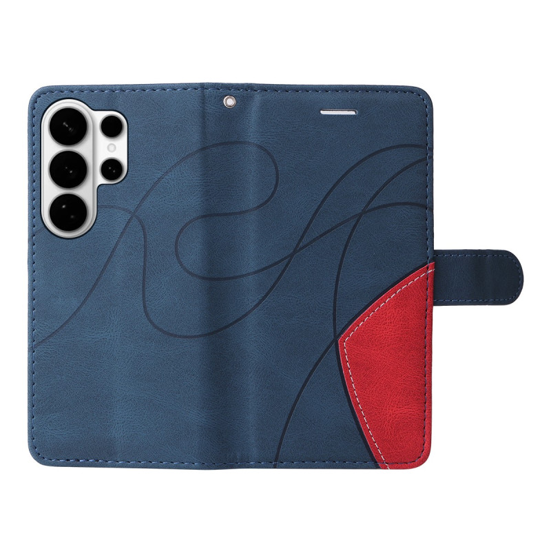 For Samsung Galaxy S26 Ultra Wallet Case with Stand Bi-colour Design - Blue