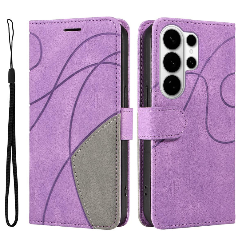 Til Samsung Galaxy S26 Ultra Lommebokdeksel med Stativ Tofarget Design - Lilla