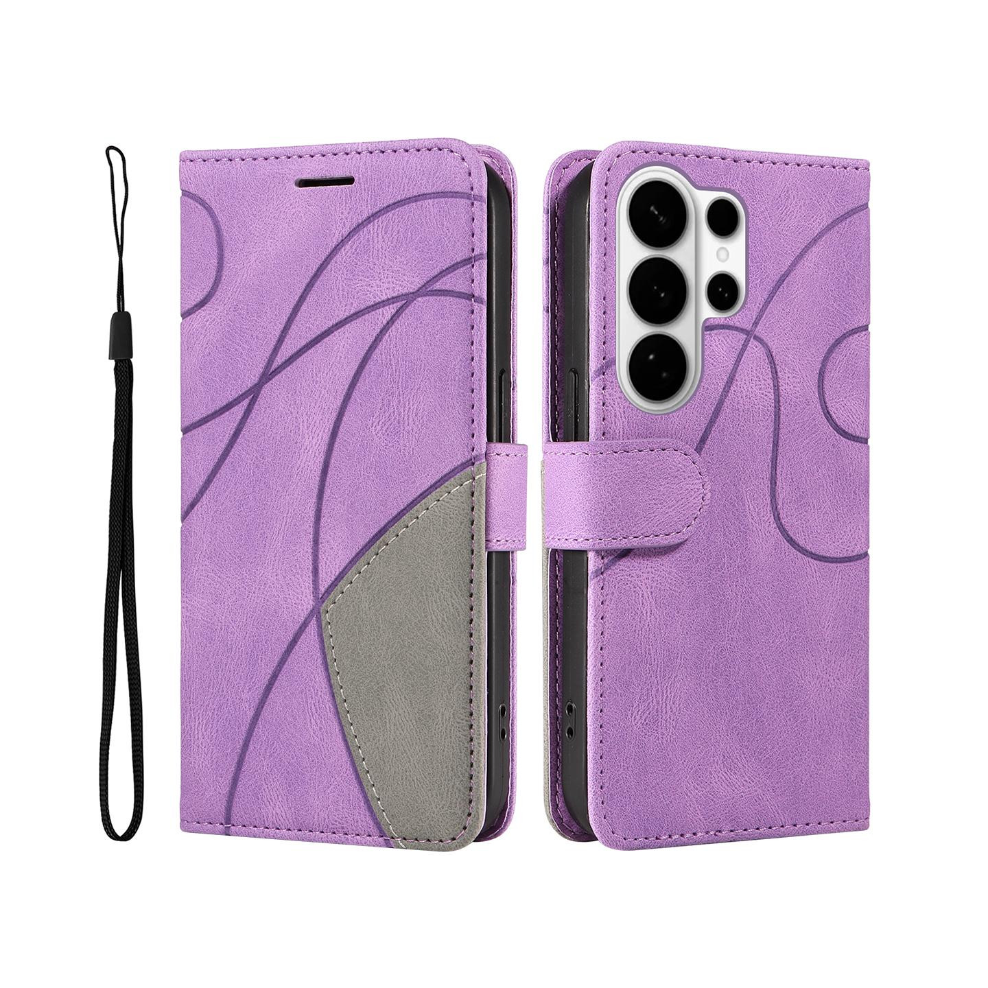 For Samsung Galaxy S26 Ultra Wallet Case with Stand Bi-colour Design - Purple